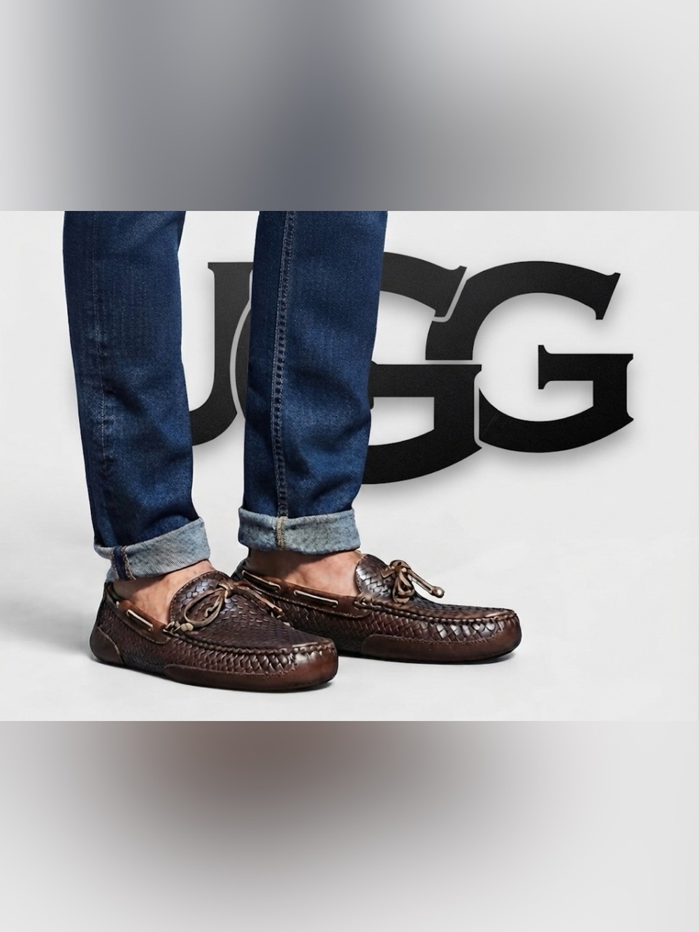 Authentic UGG Australia Men’s designer Chester Woven brown leather slippers 11